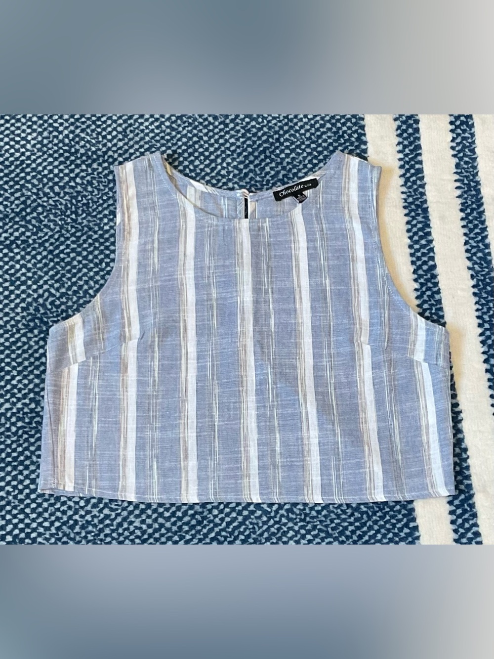 Chocolate USA Beachy Striped Sleeveless Crop Top